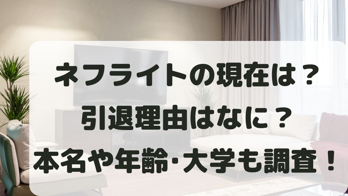ネフライトの現在は？引退理由と本名や年齢･身長･結婚･大学も調査！