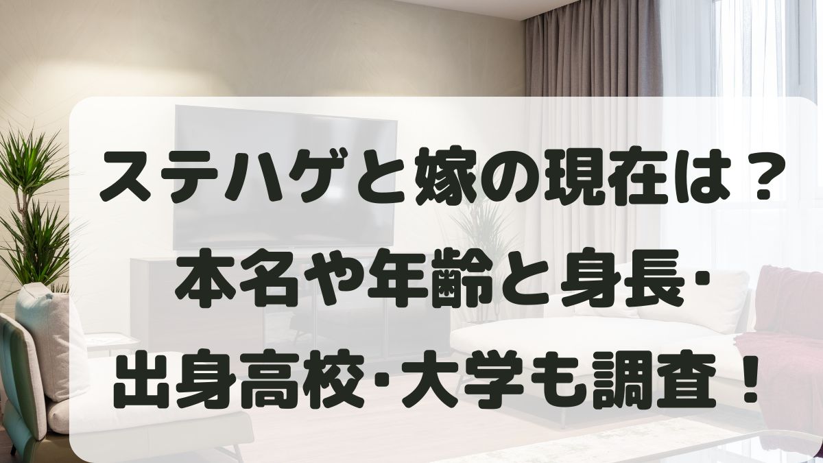ステハゲと嫁の現在は？本名や年齢と身長･出身大学なども調査！