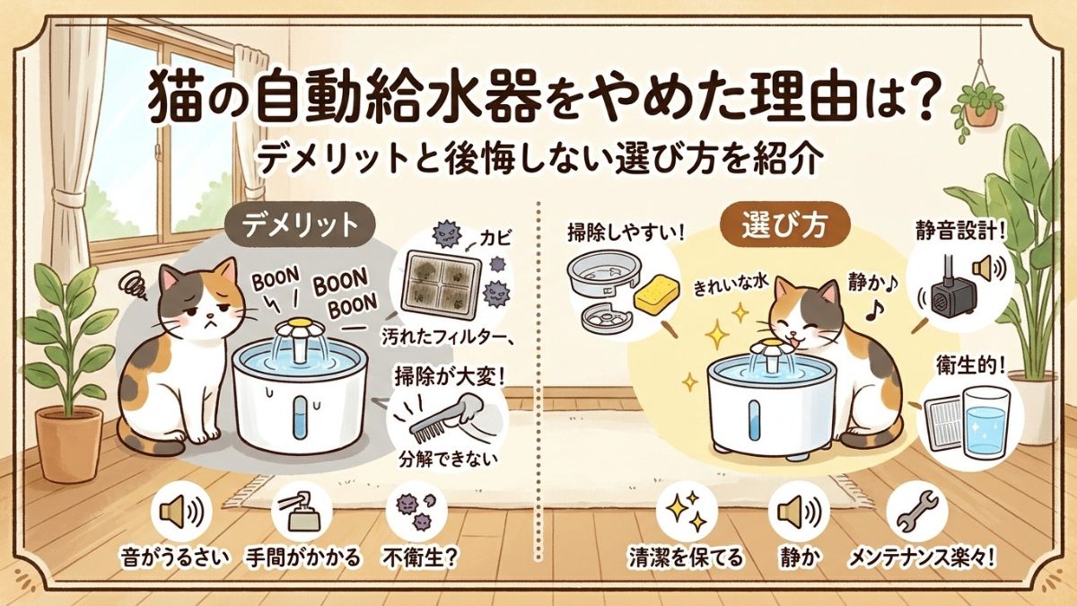 猫の自動給水器をやめた理由は？デメリットと後悔しない選び方を紹介